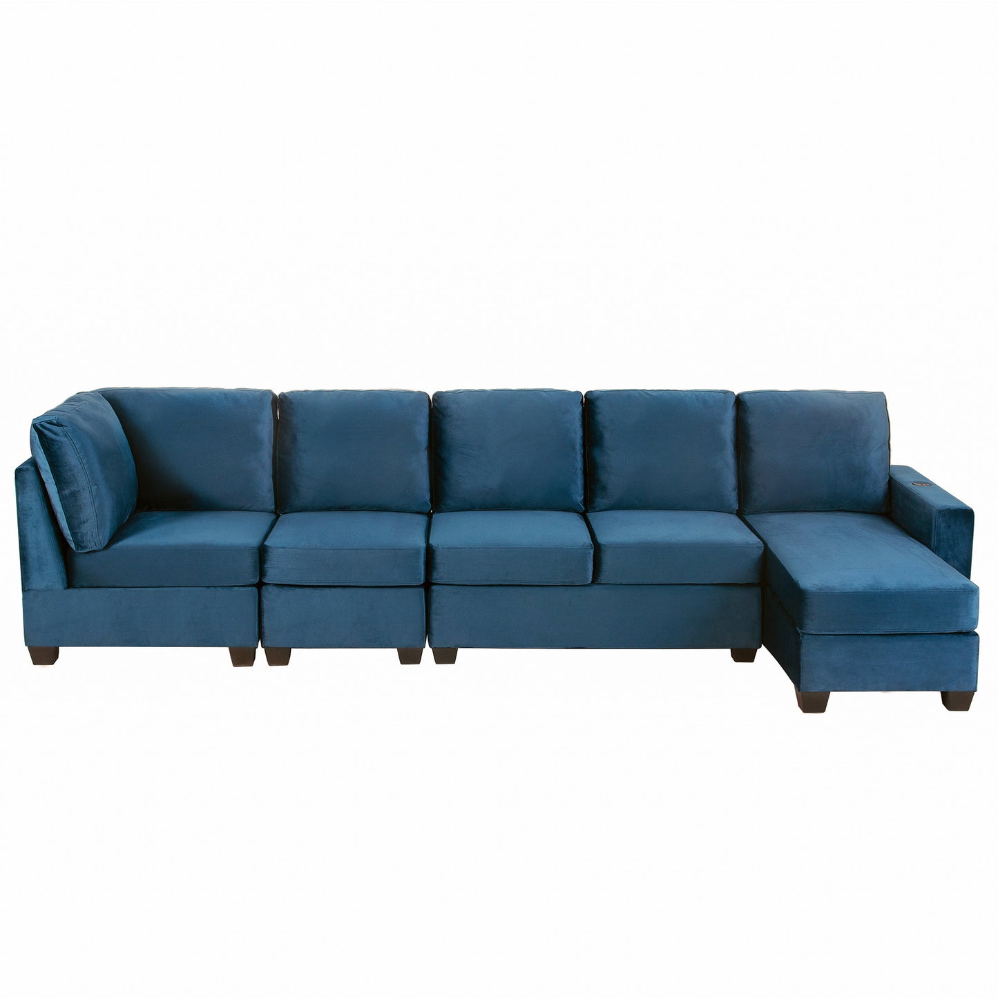 Navy Velvet Modular L-Shaped Sectional Sofa – Sophisticated Comfort with Modern Functionality