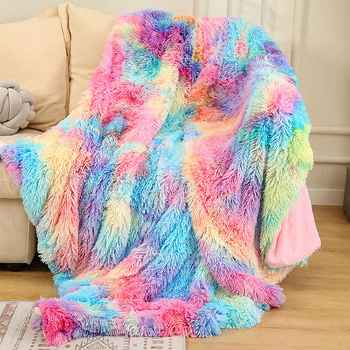 Warm Fluffy Shaggy Throw Blanket Bedspread Faux Fur