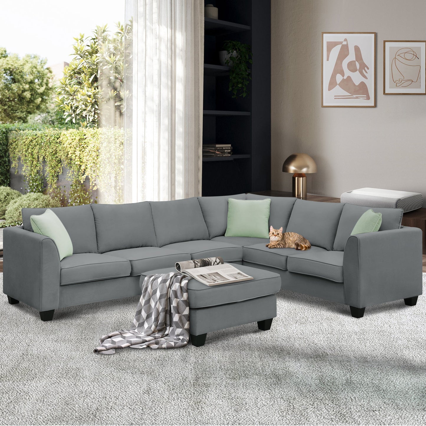 Grey Sectional Sofa with Ottoman – Versatile Comfort and Modern Style