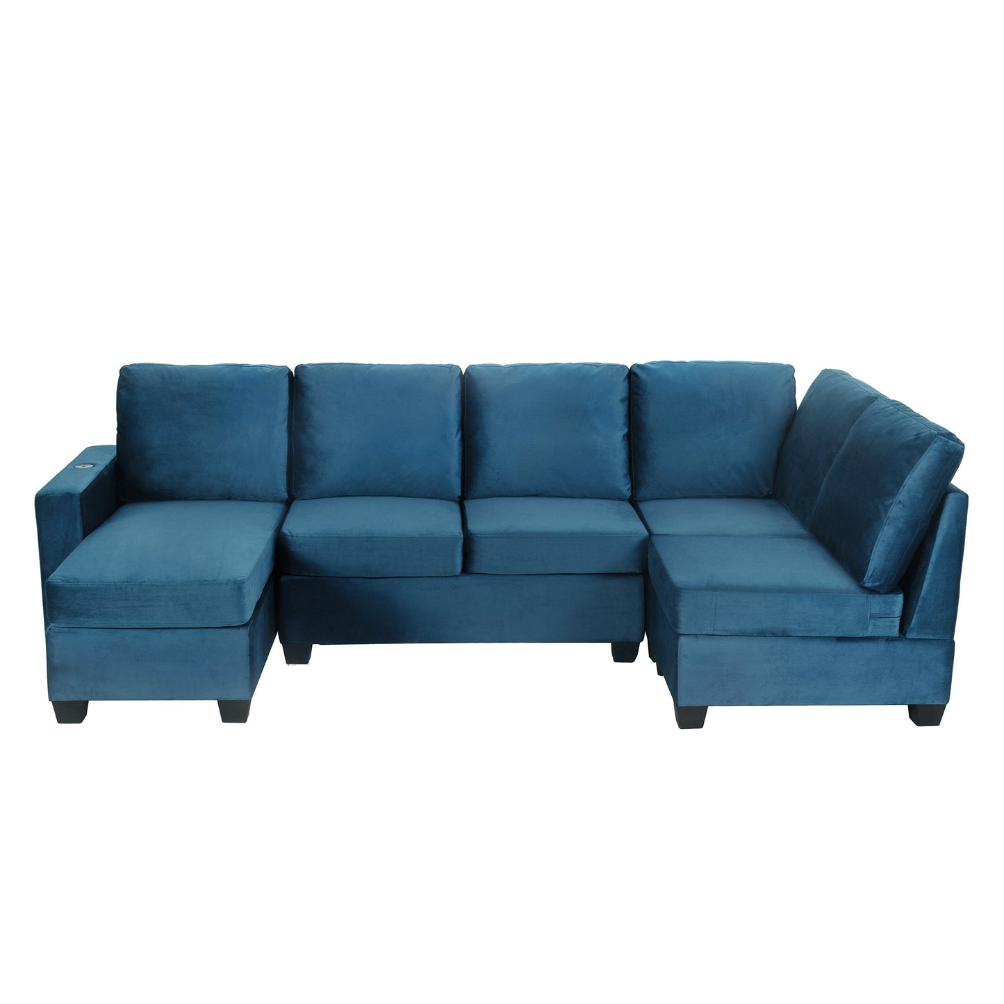 Navy Velvet Modular L-Shaped Sectional Sofa – Sophisticated Comfort with Modern Functionality