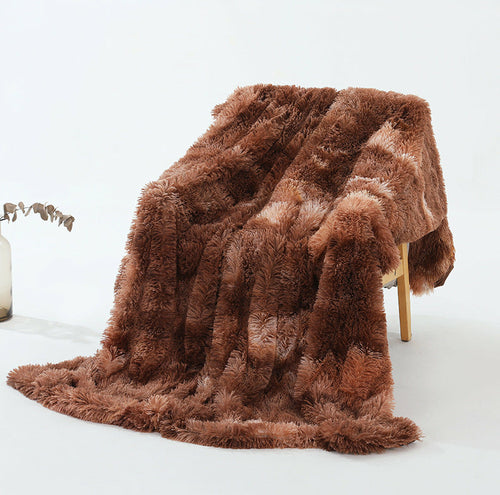 Warm Fluffy Shaggy Throw Blanket Bedspread Faux Fur