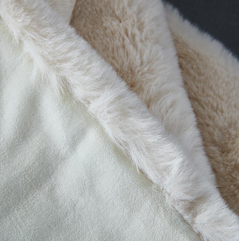 Cassilda Luxury Beige Chinchilla Faux Fur Throw Blanket