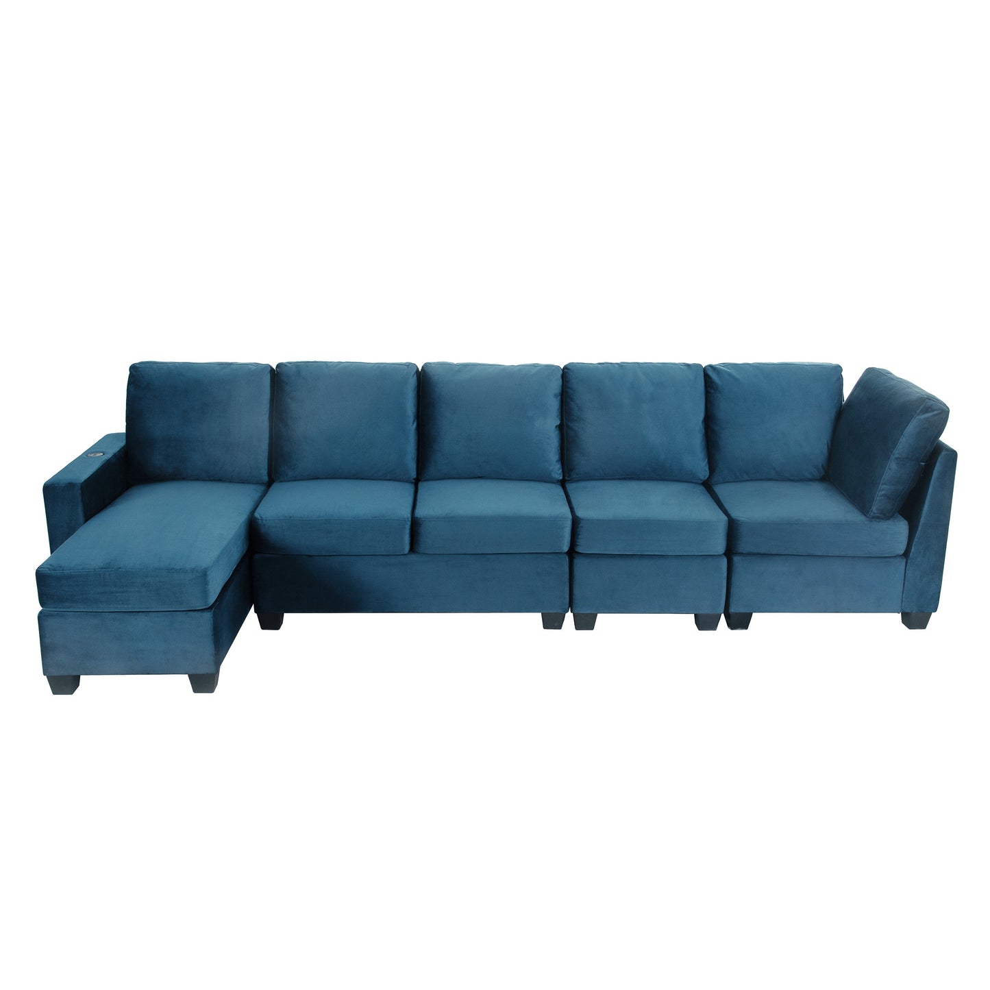 Navy Velvet Modular L-Shaped Sectional Sofa – Sophisticated Comfort with Modern Functionality