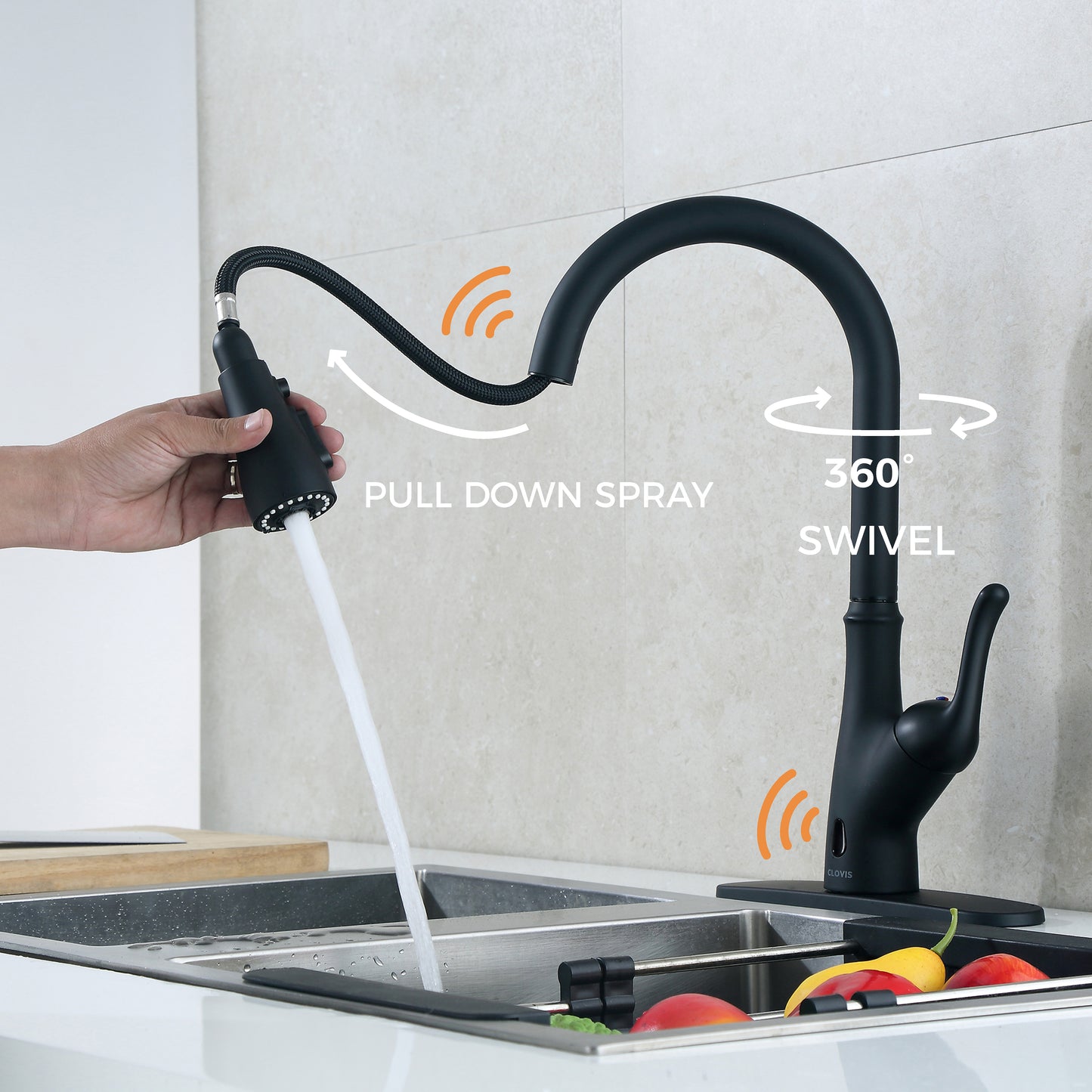 Retro Pull Down Touchless Single Handle Kitchen Faucet