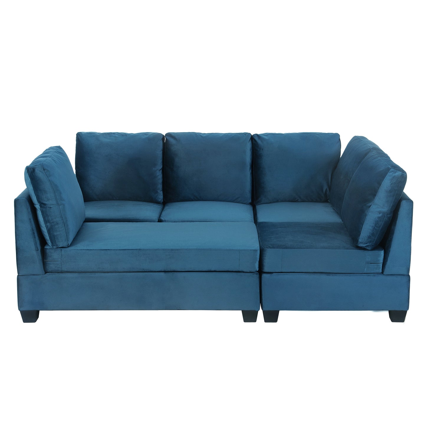 Navy Velvet Modular L-Shaped Sectional Sofa – Sophisticated Comfort with Modern Functionality