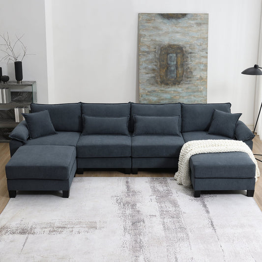 Grey Corduroy Modular U-Shaped Sectional Sofa – Flexibility Meets Timeless Style