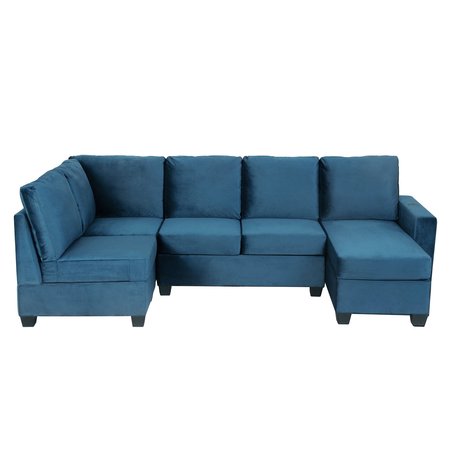 Navy Velvet Modular L-Shaped Sectional Sofa – Sophisticated Comfort with Modern Functionality