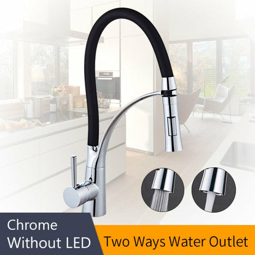 Kitchen Mixer LED Light Sink Faucet Brass Brushed Nickel Torneira Tap