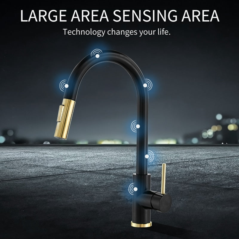 Sensor Kitchen Faucets Brushed Gold Smart Touch Inductive Sensitive