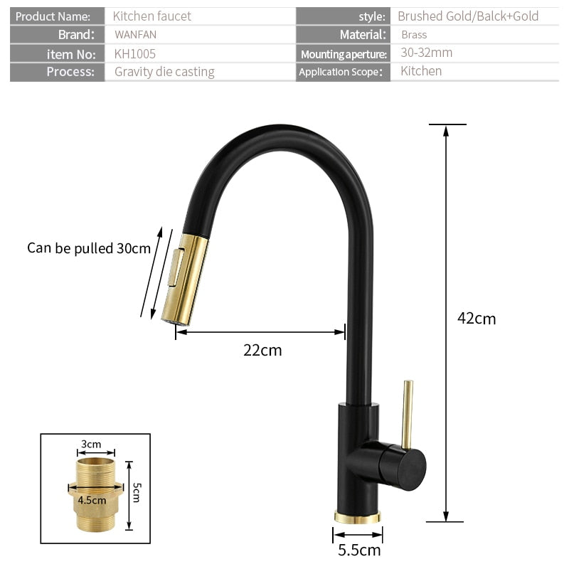 Sensor Kitchen Faucets Brushed Gold Smart Touch Inductive Sensitive