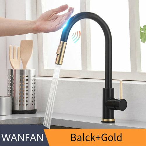 Sensor Kitchen Faucets Brushed Gold Smart Touch Inductive Sensitive