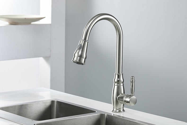 Kithchen Faucets Luxury Pull Out Kitchen Sink Faucet Brass Swivel