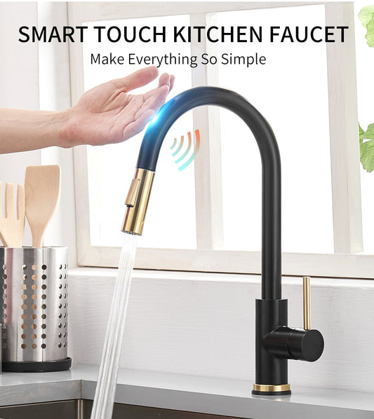 Sensor Kitchen Faucets Brushed Gold Smart Touch Inductive Sensitive