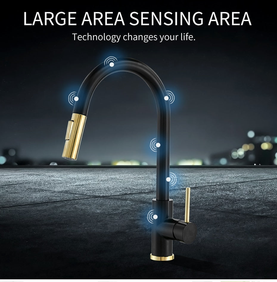 Sensor Kitchen Faucets Brushed Gold Smart Touch Inductive Sensitive