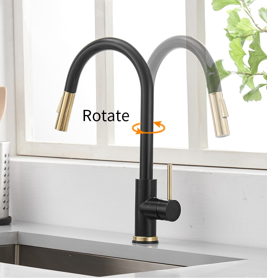 Sensor Kitchen Faucets Brushed Gold Smart Touch Inductive Sensitive