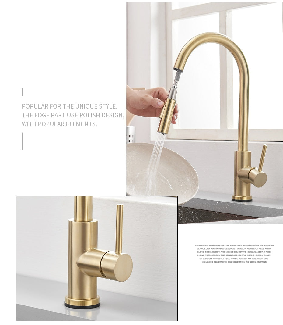 Sensor Kitchen Faucets Brushed Gold Smart Touch Inductive Sensitive