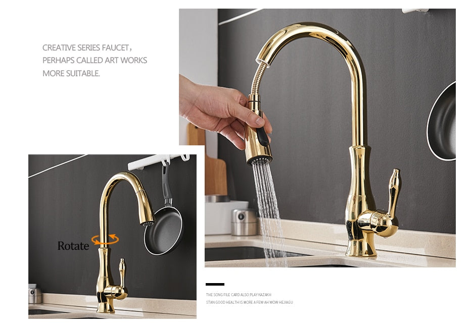 Kitchen Faucets Black Single Handle Pull Out Kitchen Tap Single Hole