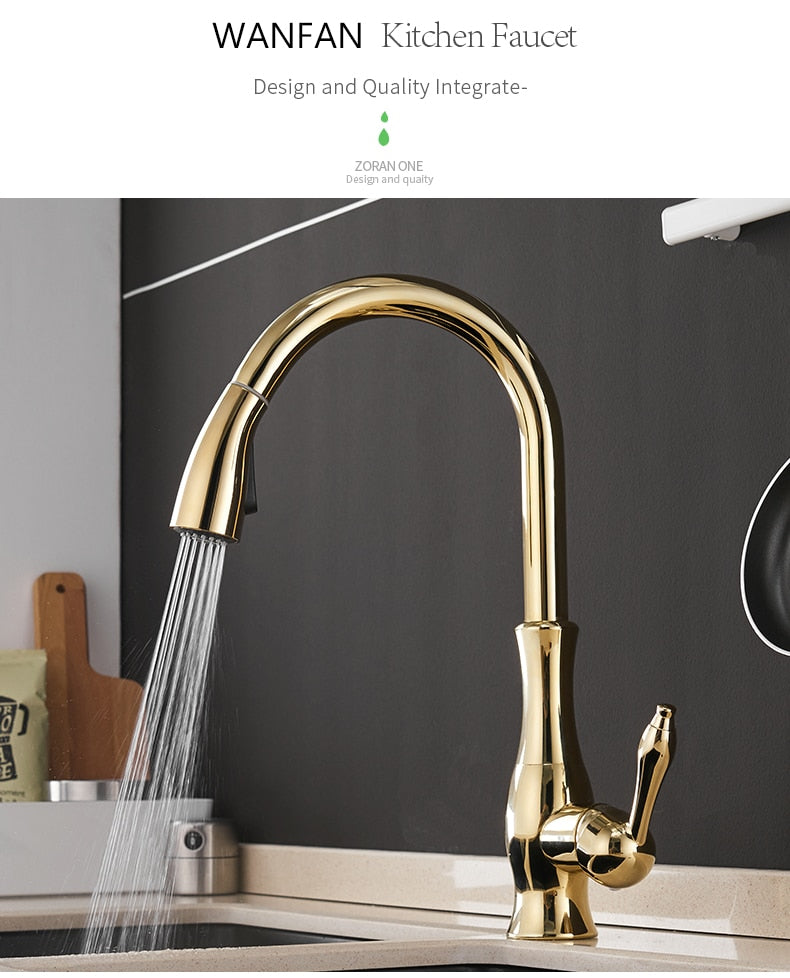 Kitchen Faucets Black Single Handle Pull Out Kitchen Tap Single Hole