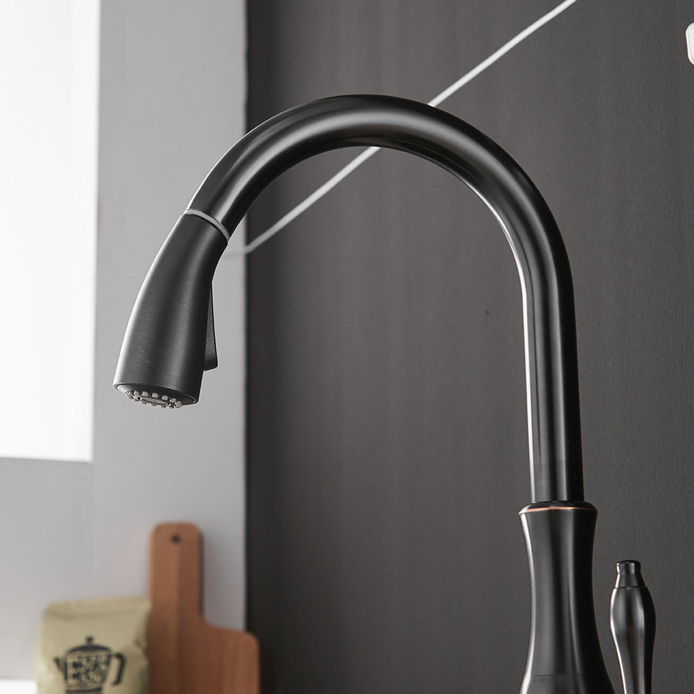 Kitchen Faucets Black Single Handle Pull Out Kitchen Tap Single Hole