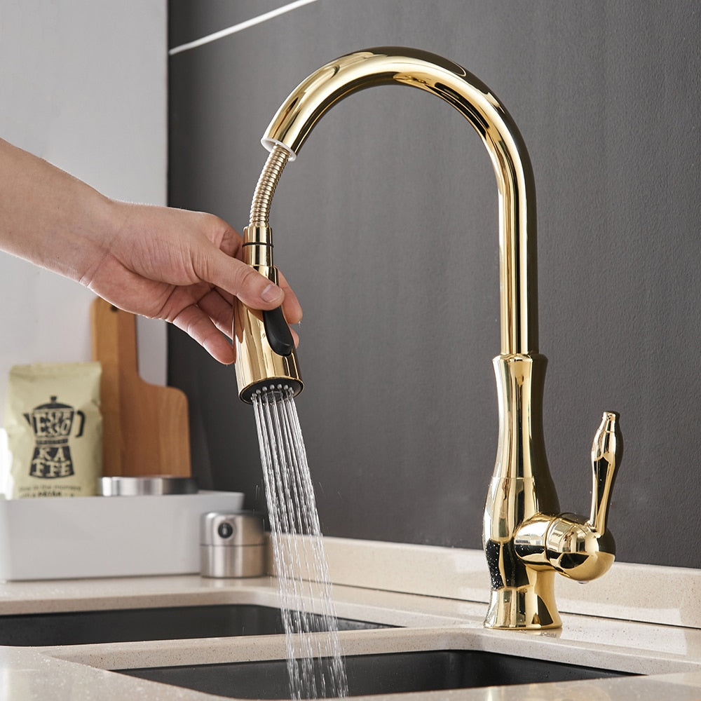 Kitchen Faucets Black Single Handle Pull Out Kitchen Tap Single Hole