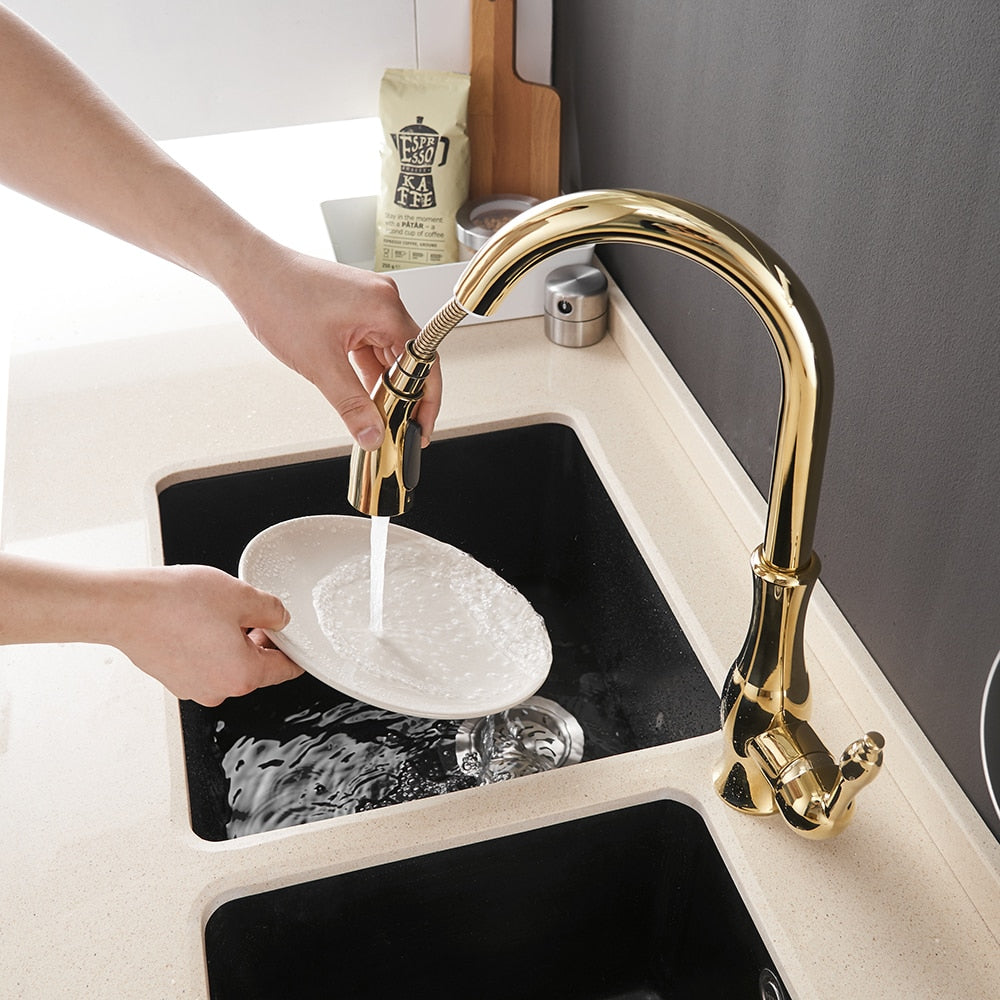 Kitchen Faucets Black Single Handle Pull Out Kitchen Tap Single Hole