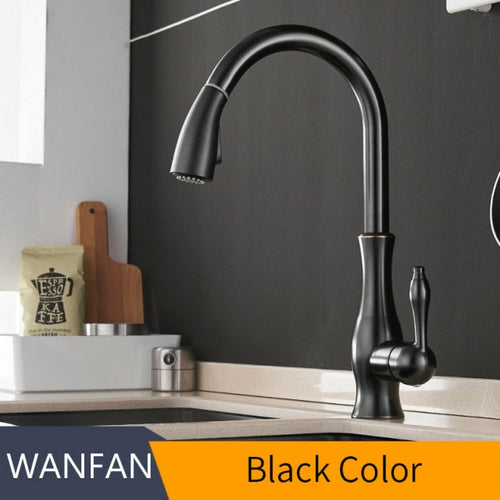 Kitchen Faucets Black Single Handle Pull Out Kitchen Tap Single Hole